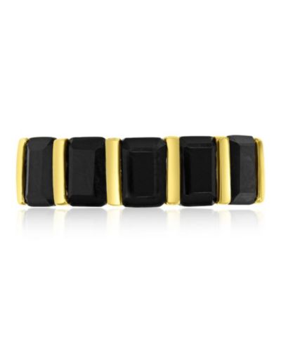 Macy's Onyx (3.05 ct. t.w.) Alternating Row Band Ring in 14k Yellow Gold Over Sterling Silver