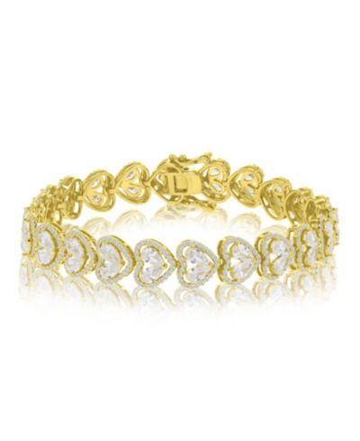 Macy's Cubic Zirconia (21.975 ct. t.w.) Heart Tennis Bracelet in 14k Yellow Gold Over Sterling Silver