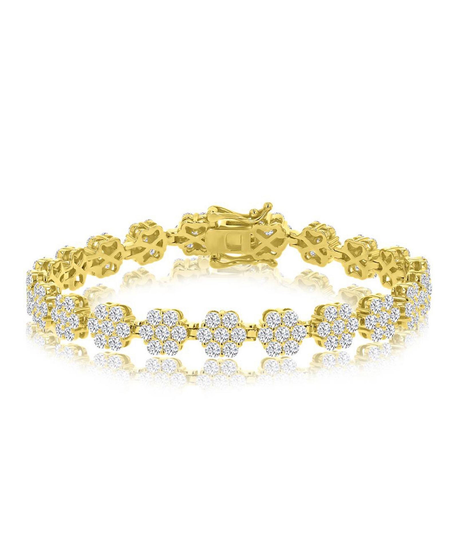Macy's Cubic Zirconia Flower Tennis Bracelet in 14k Yellow Gold Over Sterling Silver