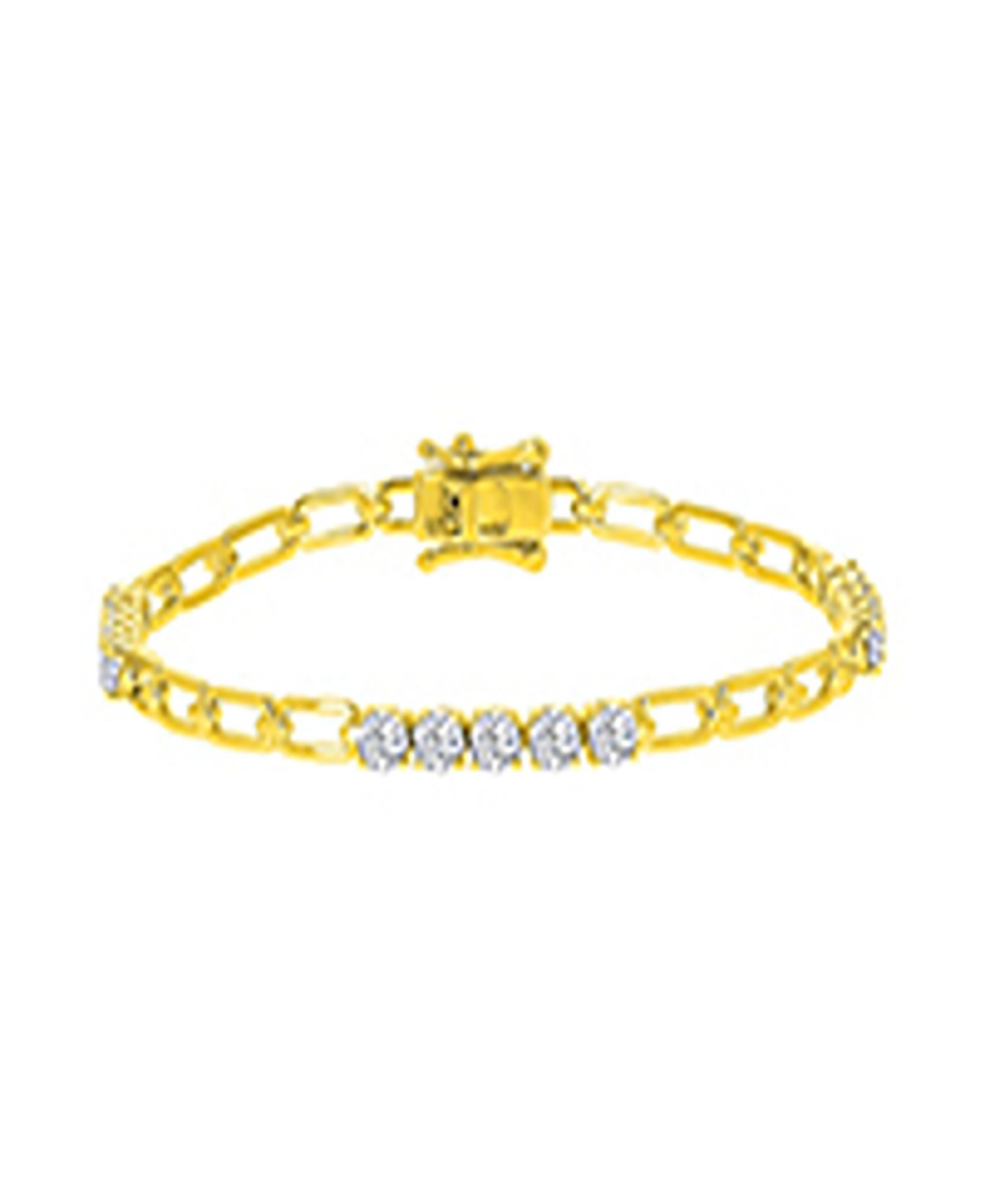 Браслет Cubic Zirconia Station из желтого золота 14k поверх стерлингового серебра