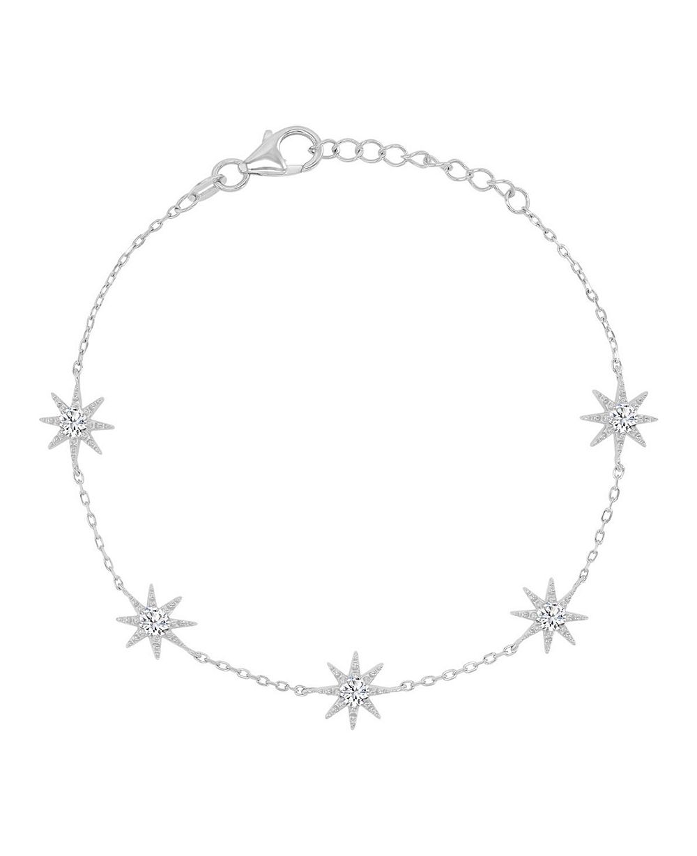 Macy's Rhodium Over Silver Cubic Zirconia Sun Station Bracelet