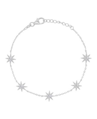 Macy's Rhodium Over Silver Cubic Zirconia Sun Station Bracelet