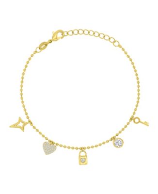 Macy's 14k Gold Over Sterling Silver Cubic Zirconia Key and Lock Bracelet