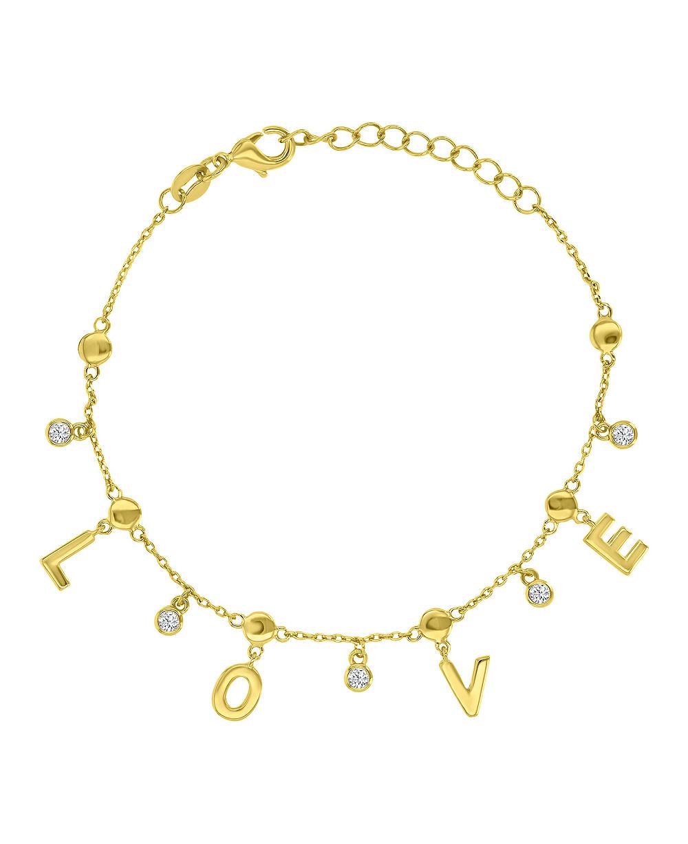 Macy's 14k Gold-Plated Dangling Cubic Zirconia Love Bracelet