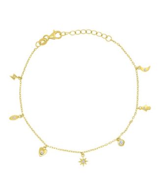 Macy's 14k Gold Over Sterling Silver Cubic Zirconia Heart Hamsa Bracelet