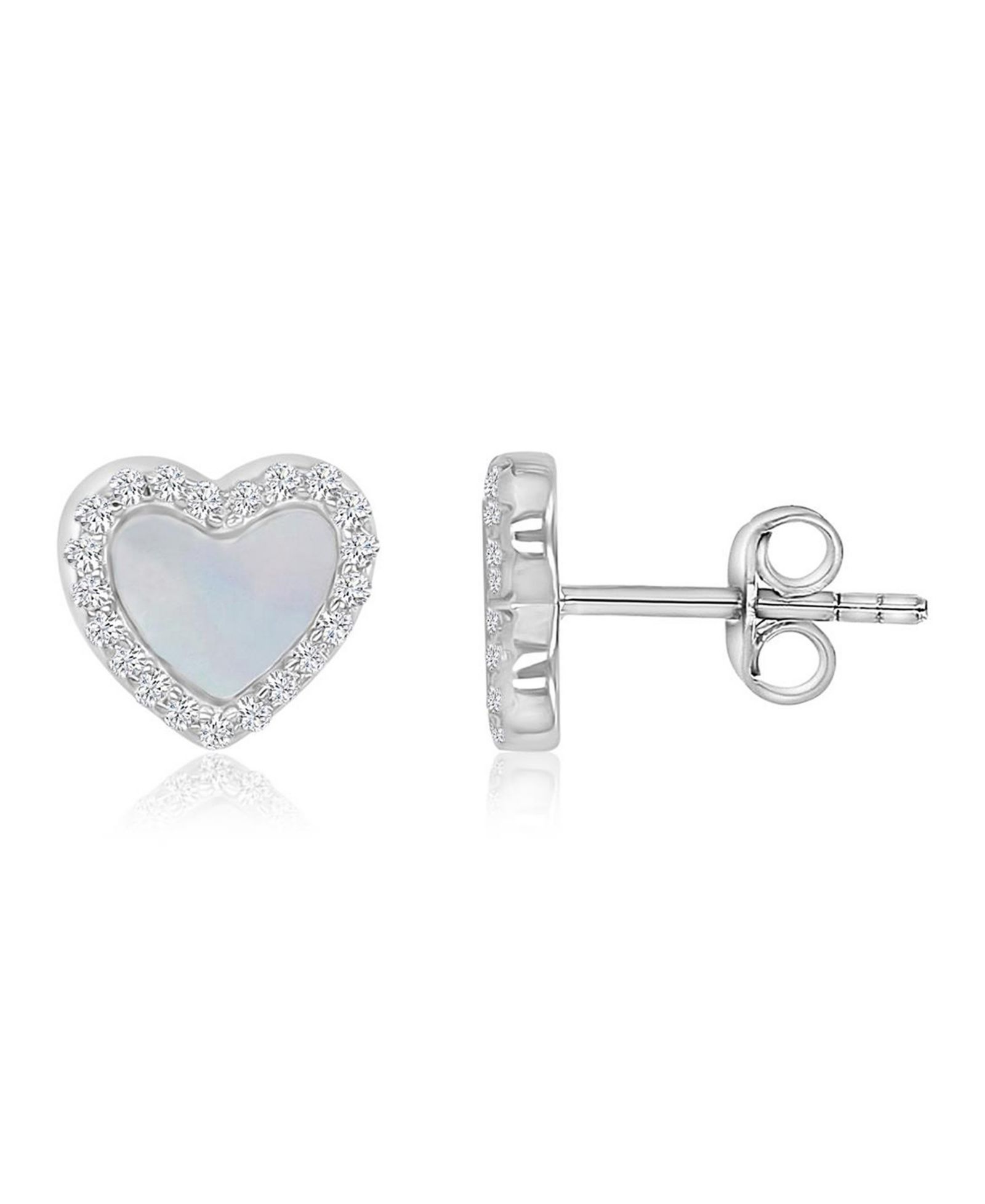 Серьги-гвоздики Macy's с имитацией жемчуга и кубическим цирконием, серебро/золото поверх стерлингового серебра, сердце