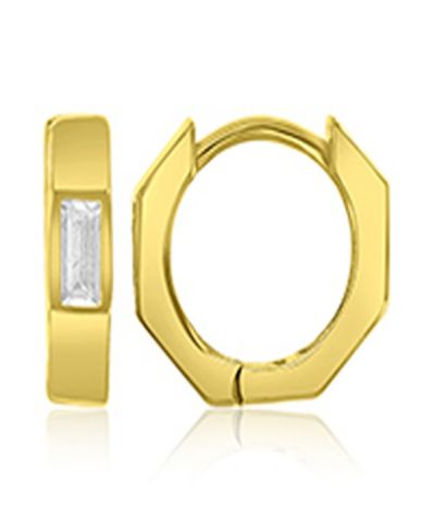 Macy's серьги-кольца с цирконием, 14k желтое золото поверх стерлингового серебра