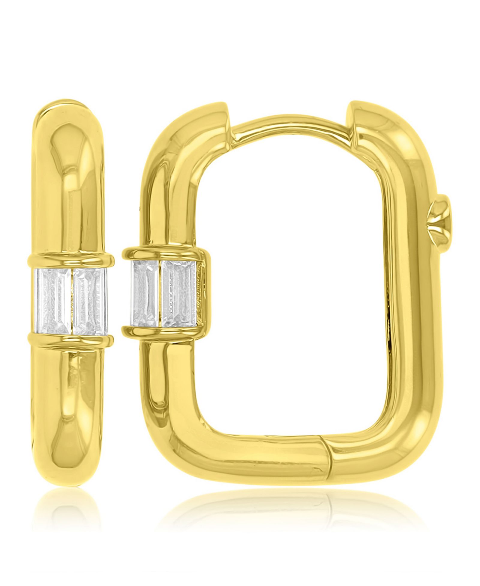 Серьги-кольца Macy's Cubic Zirconia Rectangular в золоте 14k Over Sterling Silver