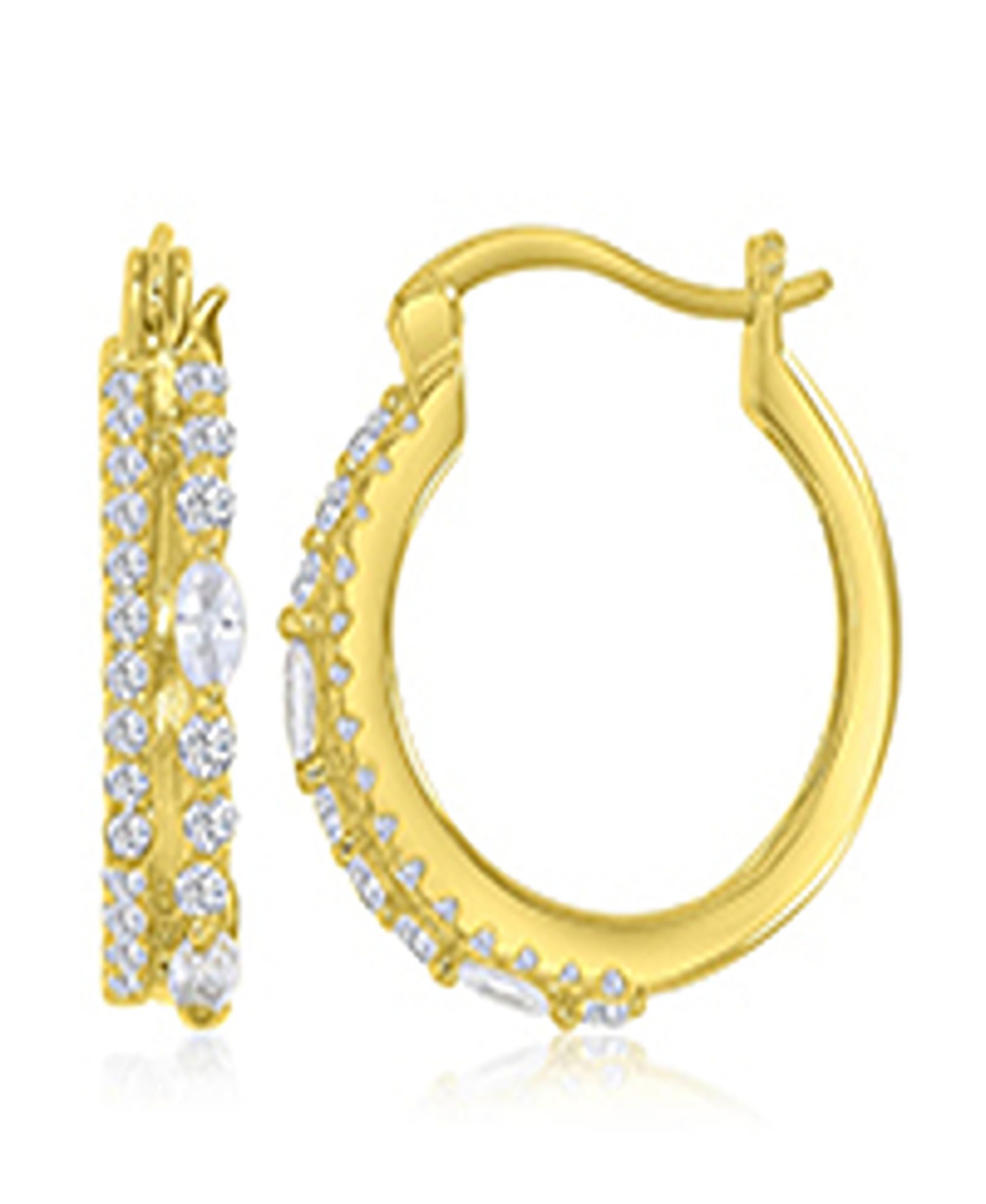 Серьги-кольца Cubic Zirconia Huggie в 14k желтом золоте поверх стерлингового серебра