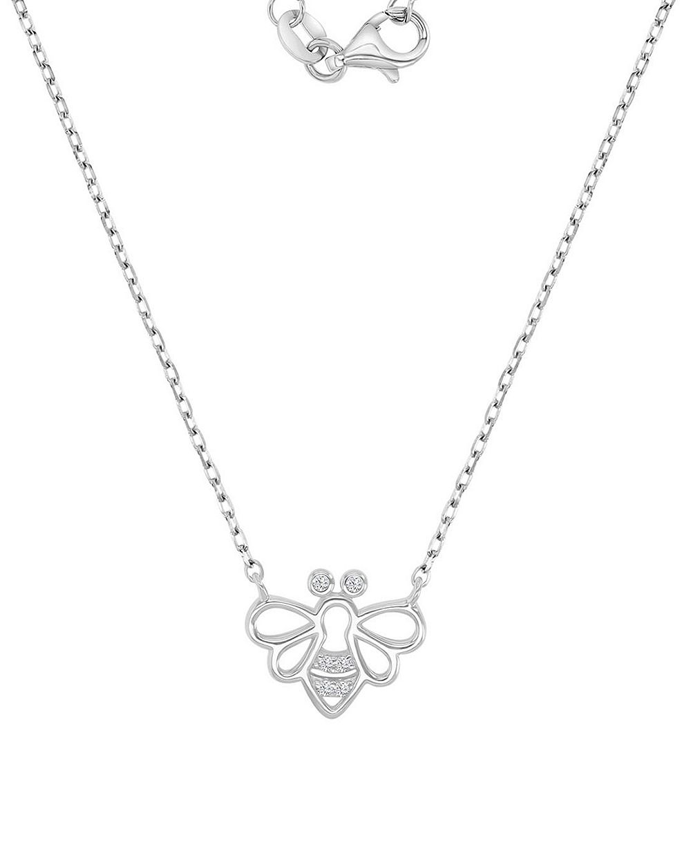 Ожерелье Macy's Bee с Cubic Zirconia в родиевом покрытии поверх стерлингового серебра