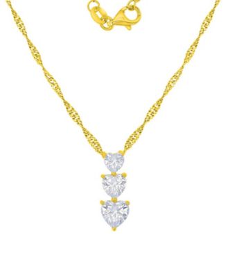 Macy's 14k Gold Over Sterling Silver Cubic Zirconia Triple Heart Necklace