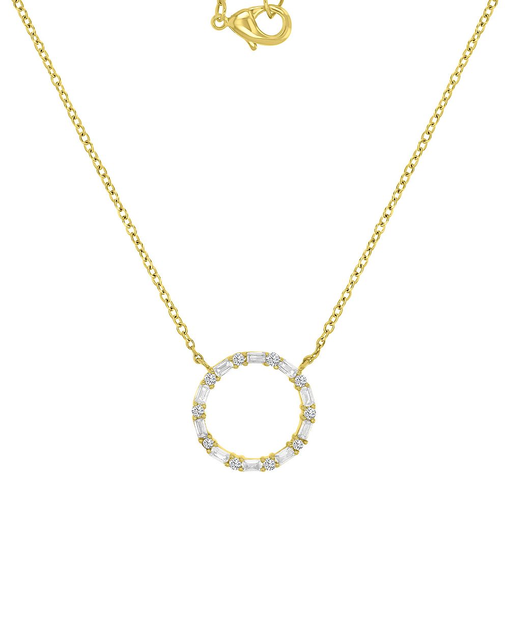 Macy's 14k Gold Over Sterling Silver Cubic Zirconia Hollow Circle Necklace