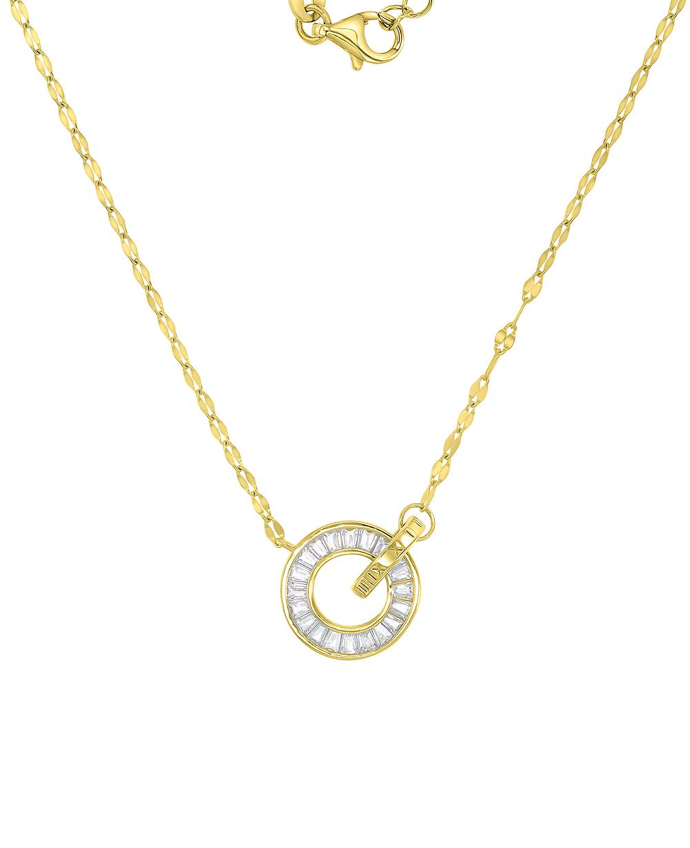 Macy's 14k Gold Over Sterling Silver Cubic Zirconia Intertwined Circles Necklace