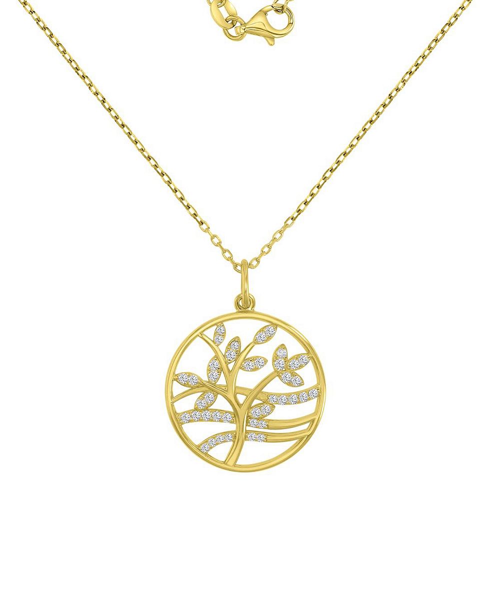 Macy's 14k Gold Over Sterling Silver Cubic Zirconia Tree Necklace