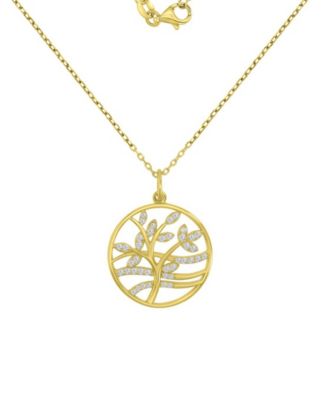 Macy's 14k Gold Over Sterling Silver Cubic Zirconia Tree Necklace