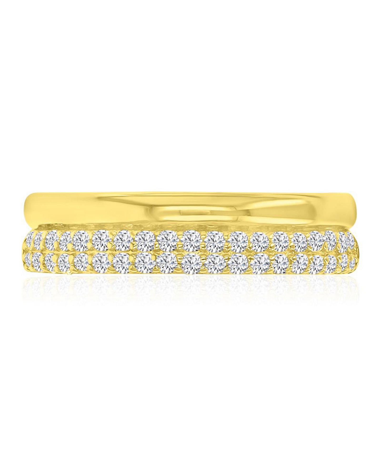 Macy's Cubic Zirconia Two-Row Ring in 14k Yellow Gold Over Sterling Silver