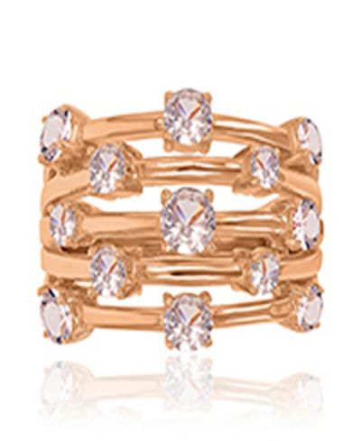 Macy's Кольцо Morganite 5-Row в розовом золоте 14k поверх стерлингового серебра