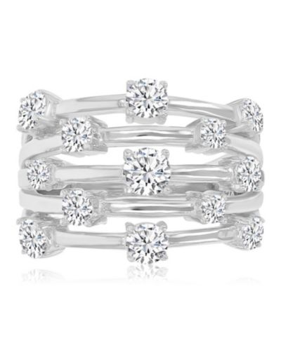 Macy's Cubic Zirconia 5-Row Ring in Rhodium Over Sterling Silver