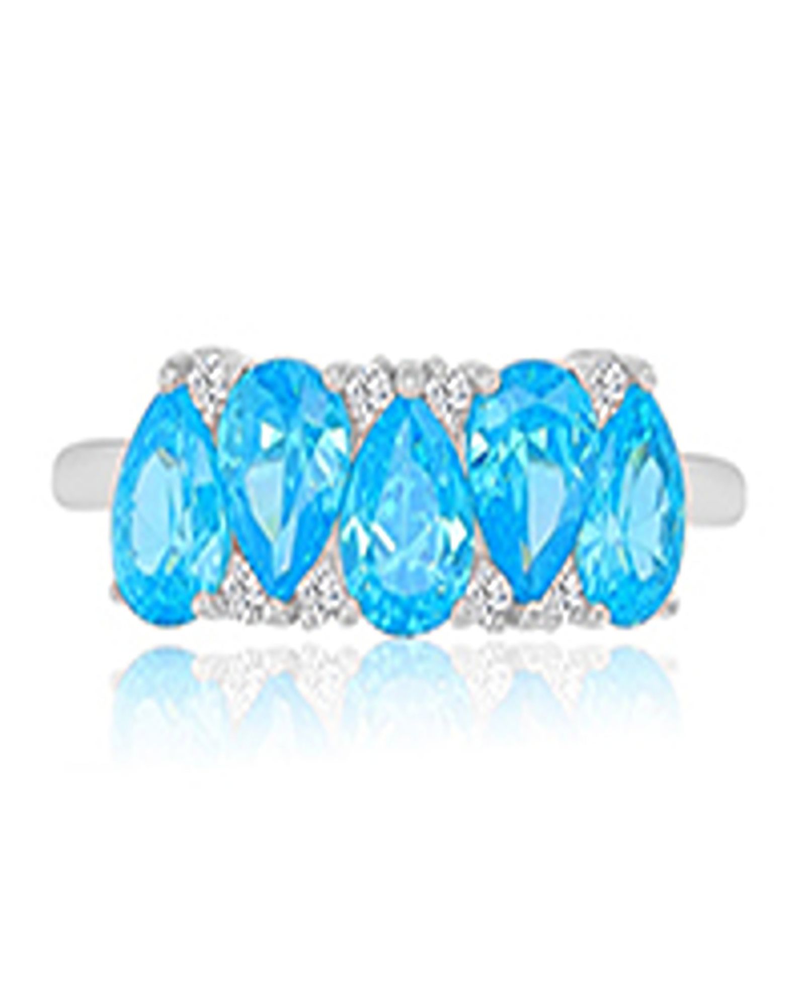 Macy's Aqua Blue Cubic Zirconia Ring in Rhodium Over Sterling Silver