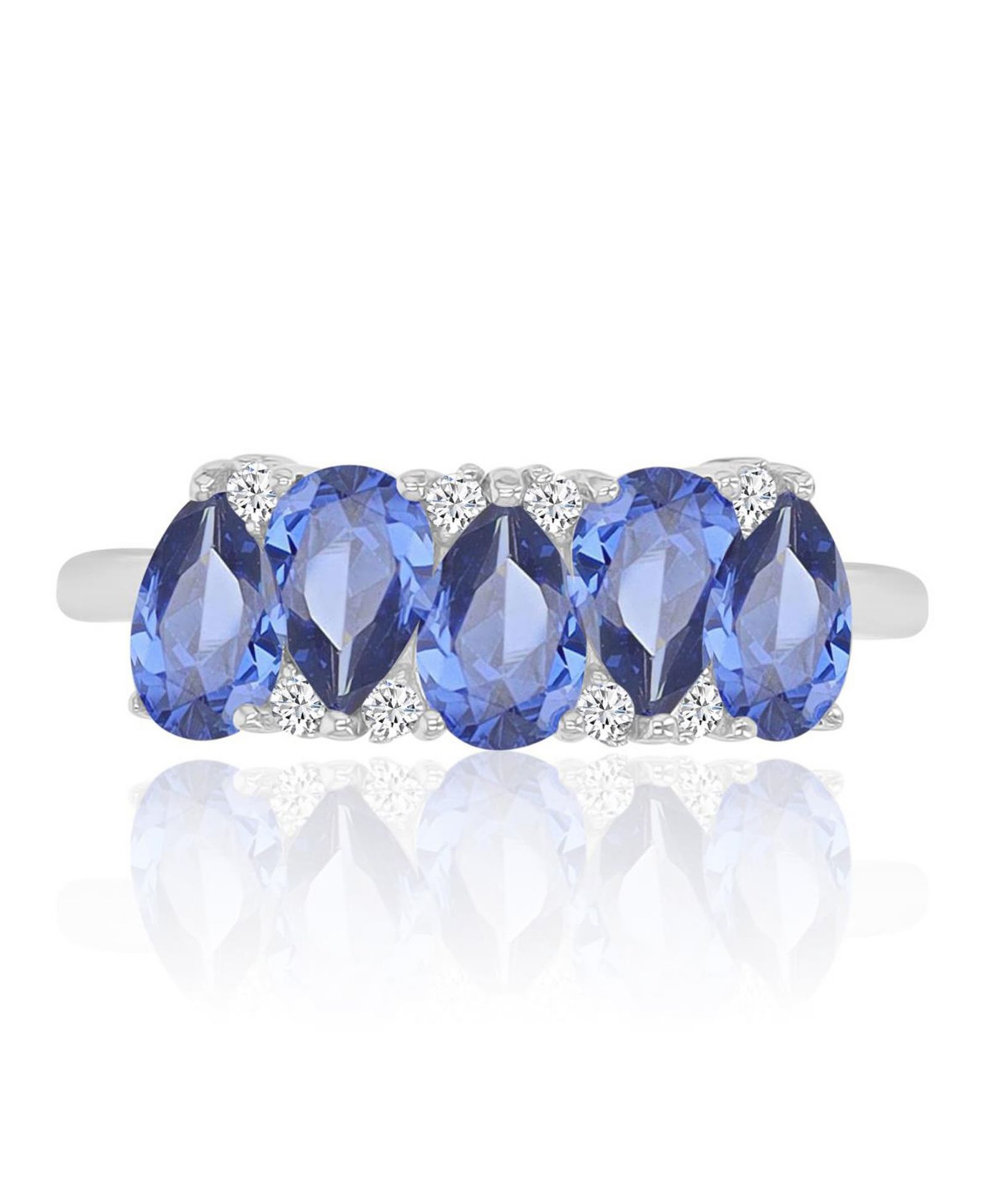 Macy's Tanzanite Colored Cubic Zirconia Ring in Rhodium Over Sterling Silver