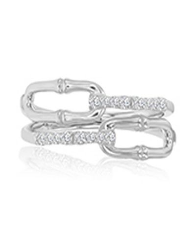 Macy's Classic Cubic Zirconia Link Ring in Rhodium Over Sterling Silver