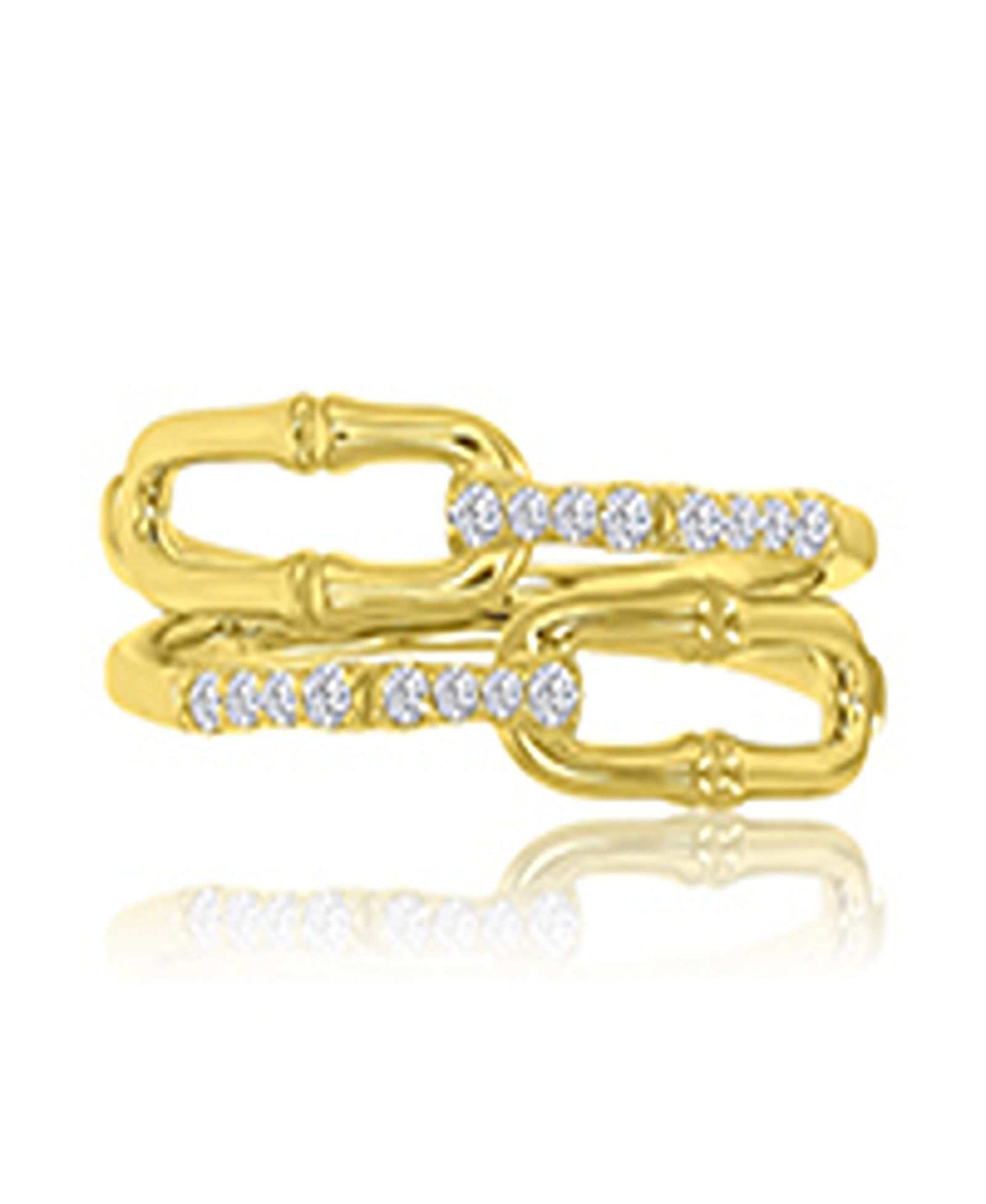 Macy's Elegant Cubic Zirconia Link Ring in 14k Yellow Gold Over Sterling Silver