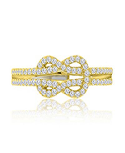 Кольцо с фианитами Infinity Knot из 14k желтого золота поверх стерлингового серебра Macy's
