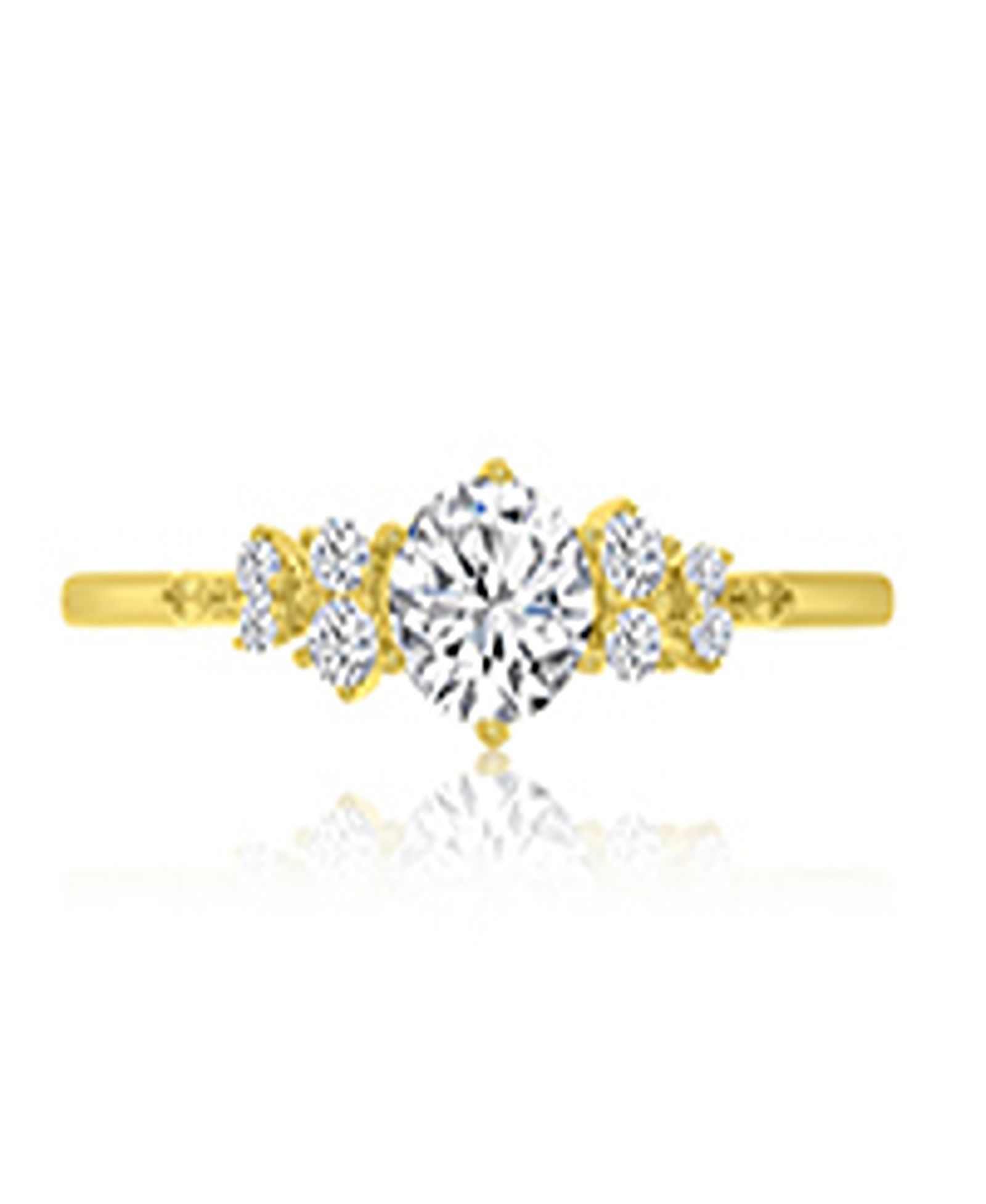 Кольцо Macy's с белым фианитом в 14k Yellow Gold поверх Sterling Silver