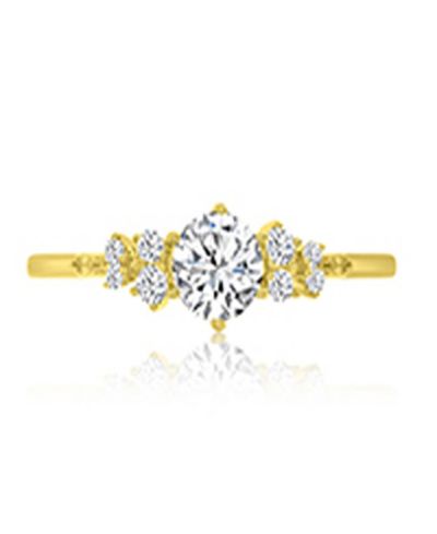 Кольцо Macy's с белым фианитом в 14k Yellow Gold поверх Sterling Silver