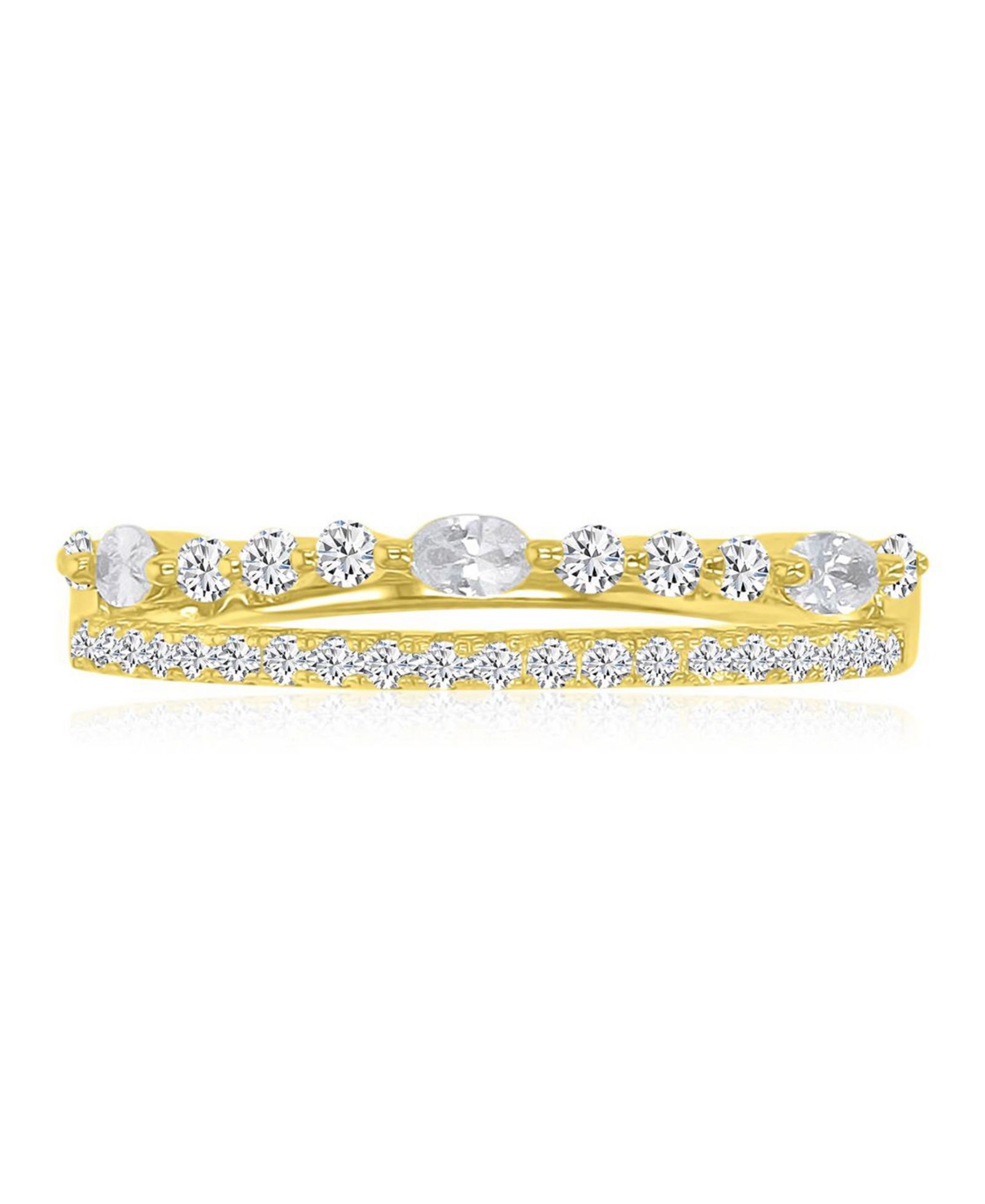 Macy's Two-Row Cubic Zirconia Ring in 14k Yellow Gold Over Sterling Silver
