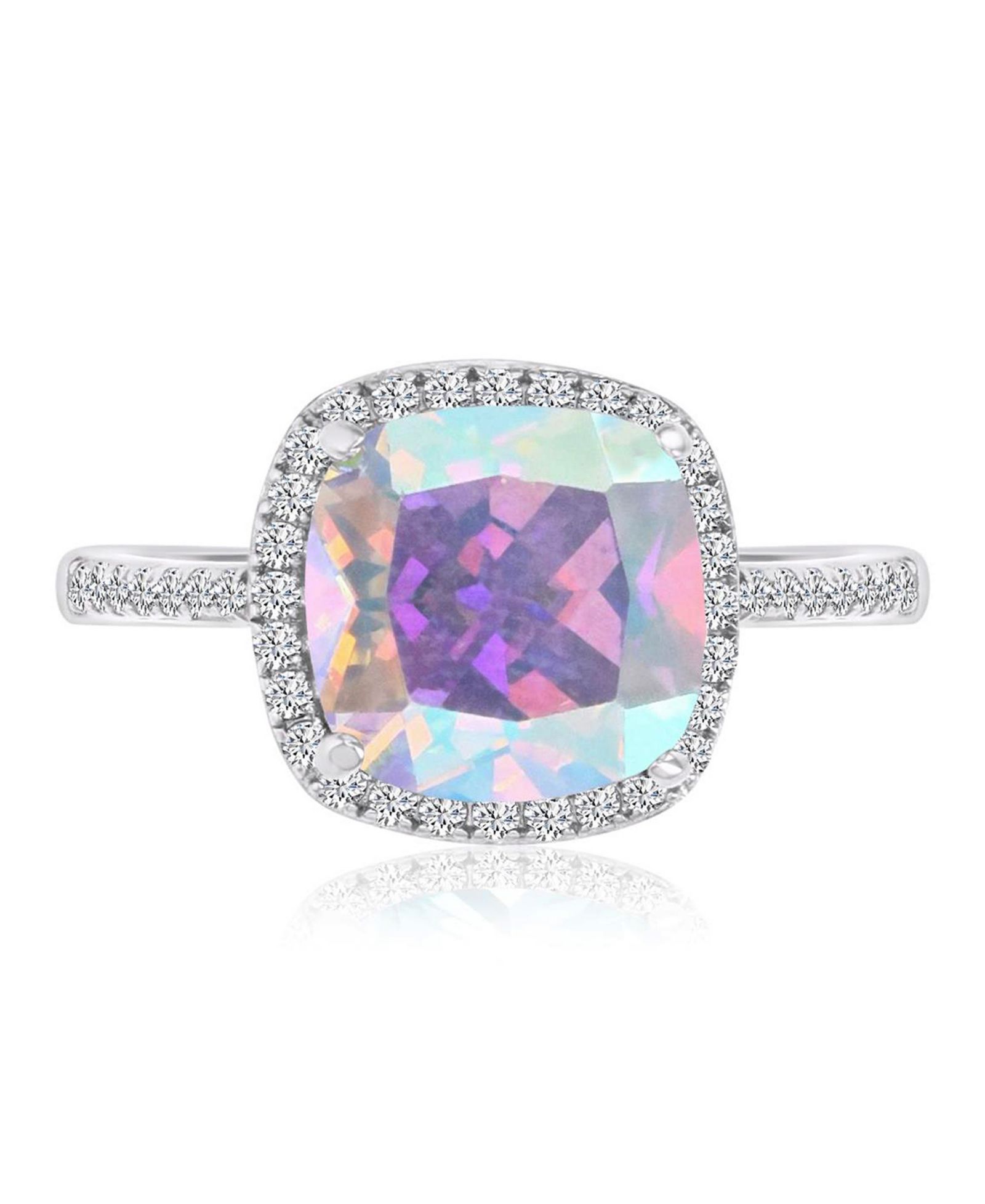 Кольцо для помолвки Aurora Borealis (9 ct. t.w.) & Cubic Zirconia (9.004 ct. t.w.) Halo