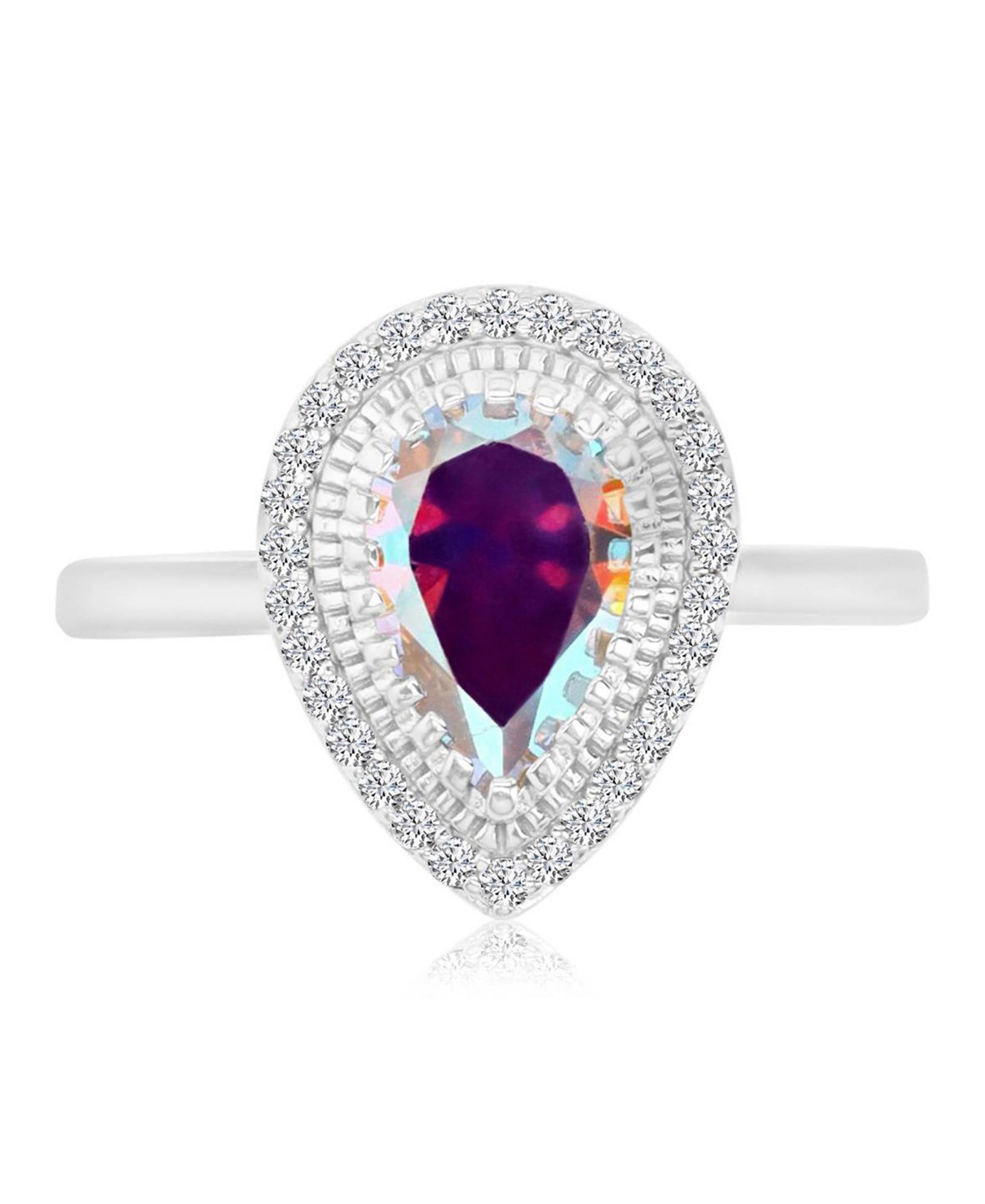 Macy's Cubic Zirconia (2.56 ct. t.w.) and Aurora Borealis (2.56 ct. t.w.) Pear Halo Ring