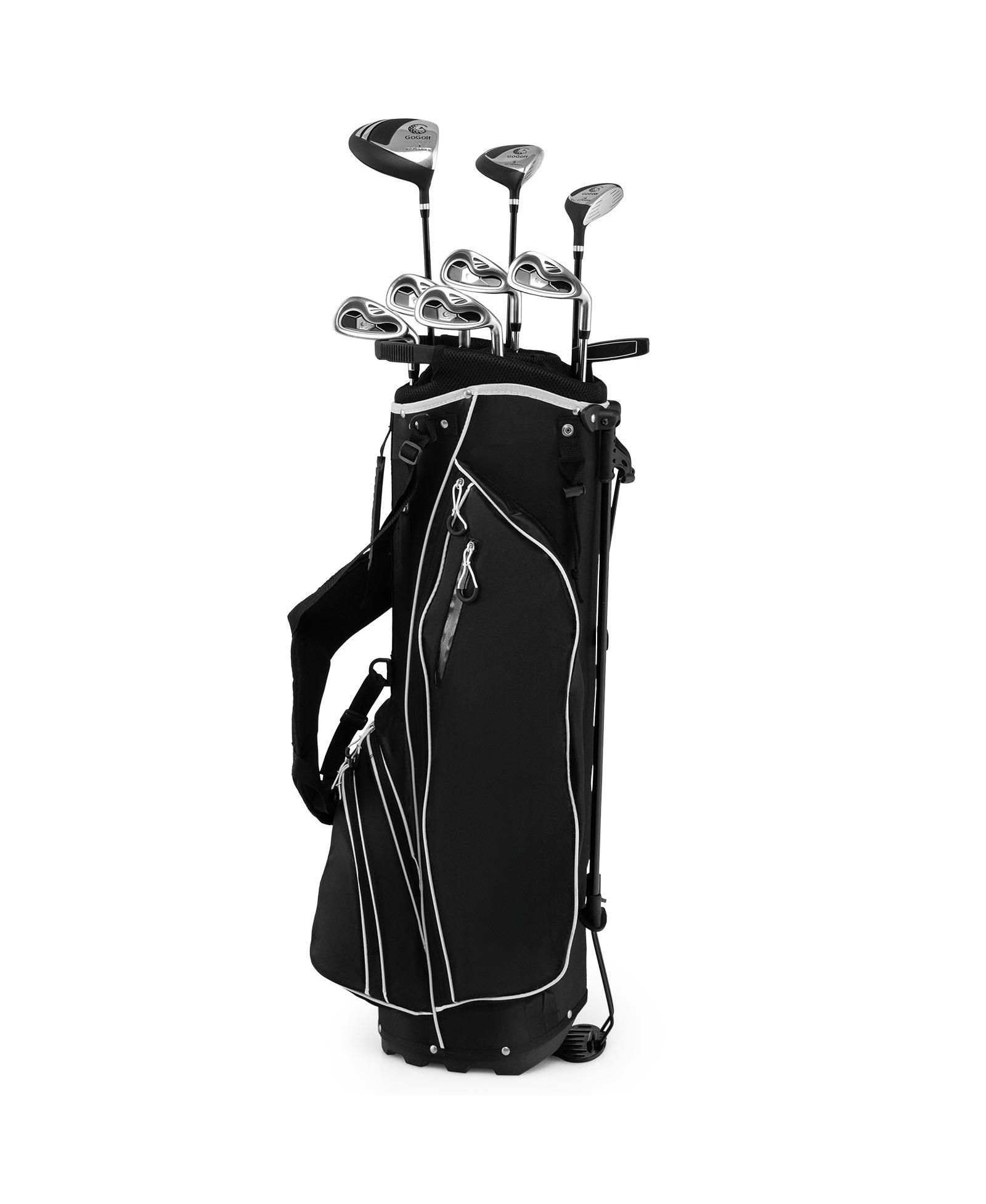 Men's Complete Golf Club Set 10 Pieces with 460cc Driver Hybrid Putter and Stand Bag Black