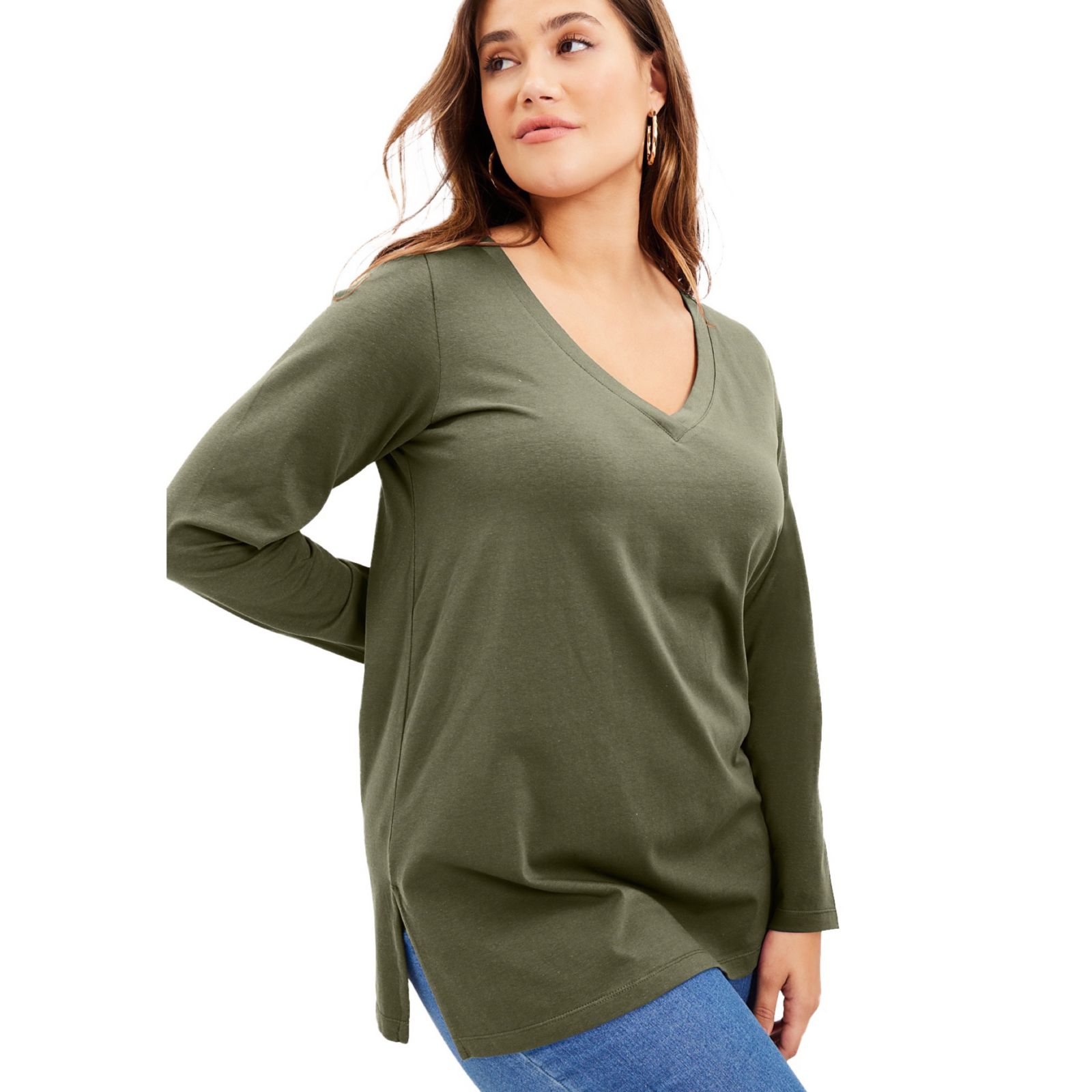 June & Vie Women's Long-Sleeve V-Neck One + Only Tunic