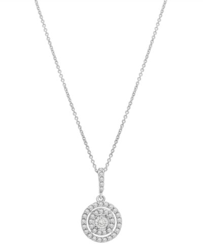 Diamond Double Halo 18" Pendant Necklace (1/4 ct. t.w.) in Sterling Silver, Created for Macy's