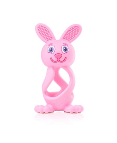 Brush-Baby Bobbie Bunny Baby Teether Toy Rose Pink | Twist & Bounce Teething Toy