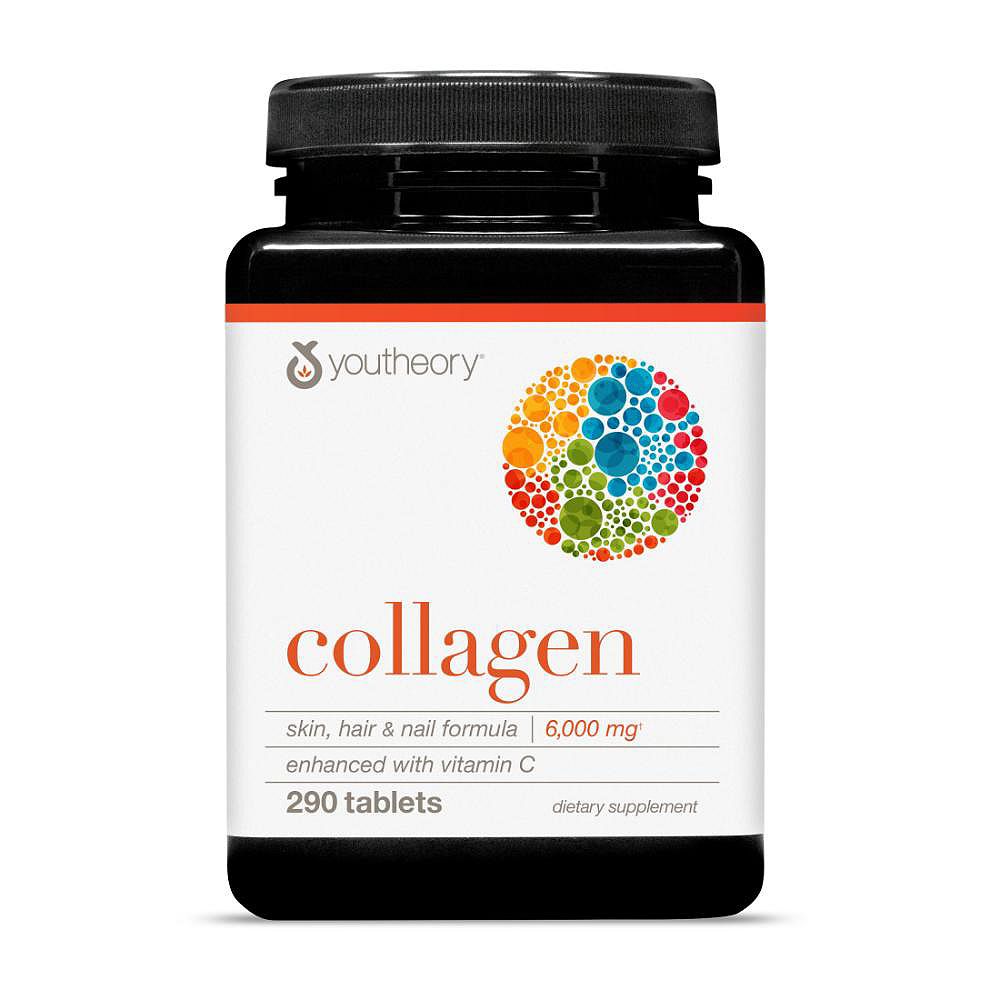 Youtheory Advanced Collagen - 6000 мг коллагена с витамином C - для волос, кожи и ногтей - добавки для женщин и мужчин - 290 таблеток