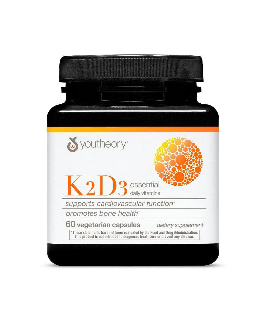 Youtheory K2D3 витамины ежедневные, 60 вегетарианских капсул