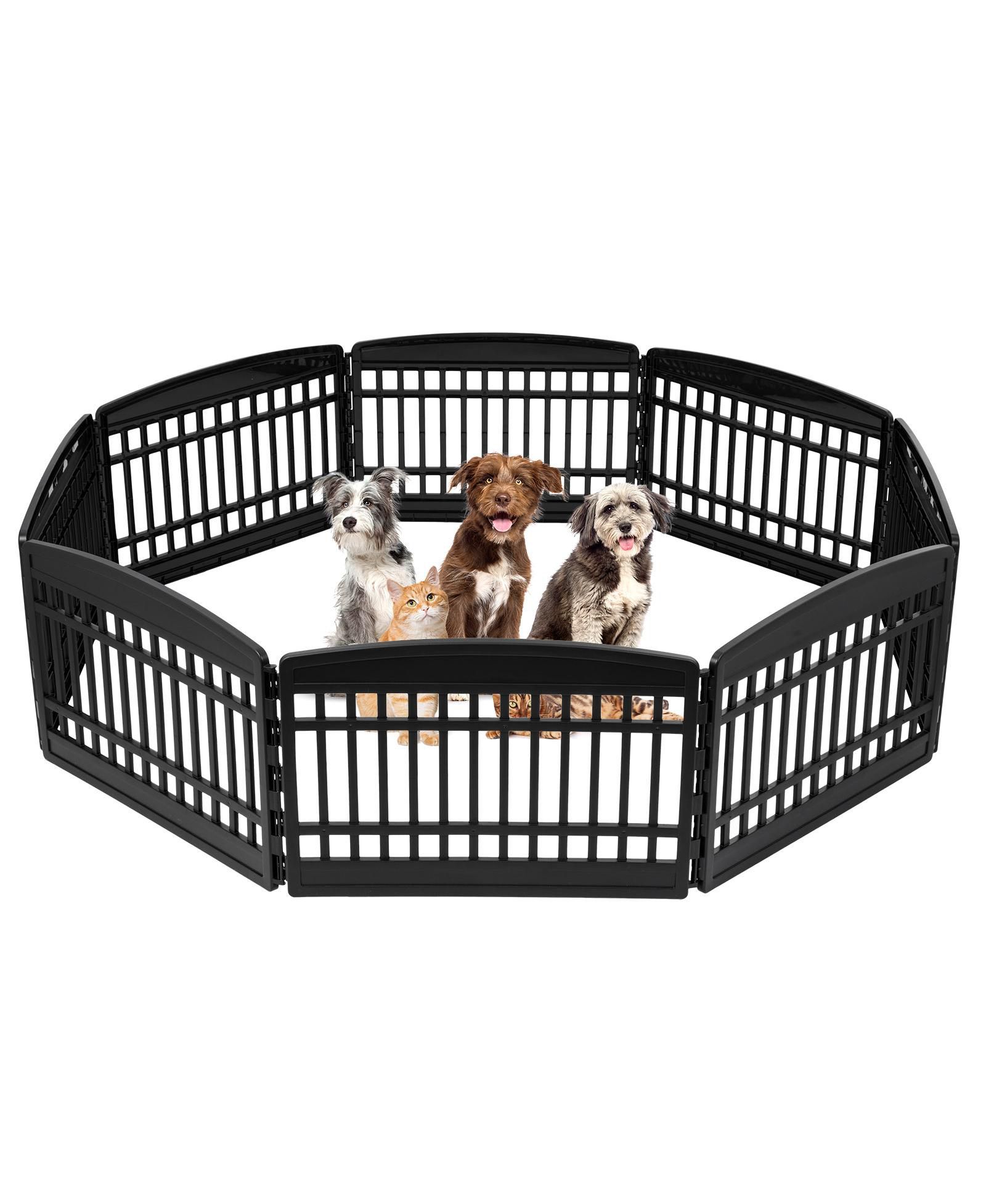 IRIS 24" Exercise 8-Panel Pet Playpen, Dog Playpen, Puppy Playpen, for Small and Medium Dogs, Keep Pets Secure