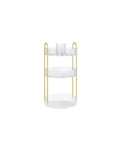 3-Tier Round Rotating Skincare Organizer for Bathroom Countertops-Tranparent