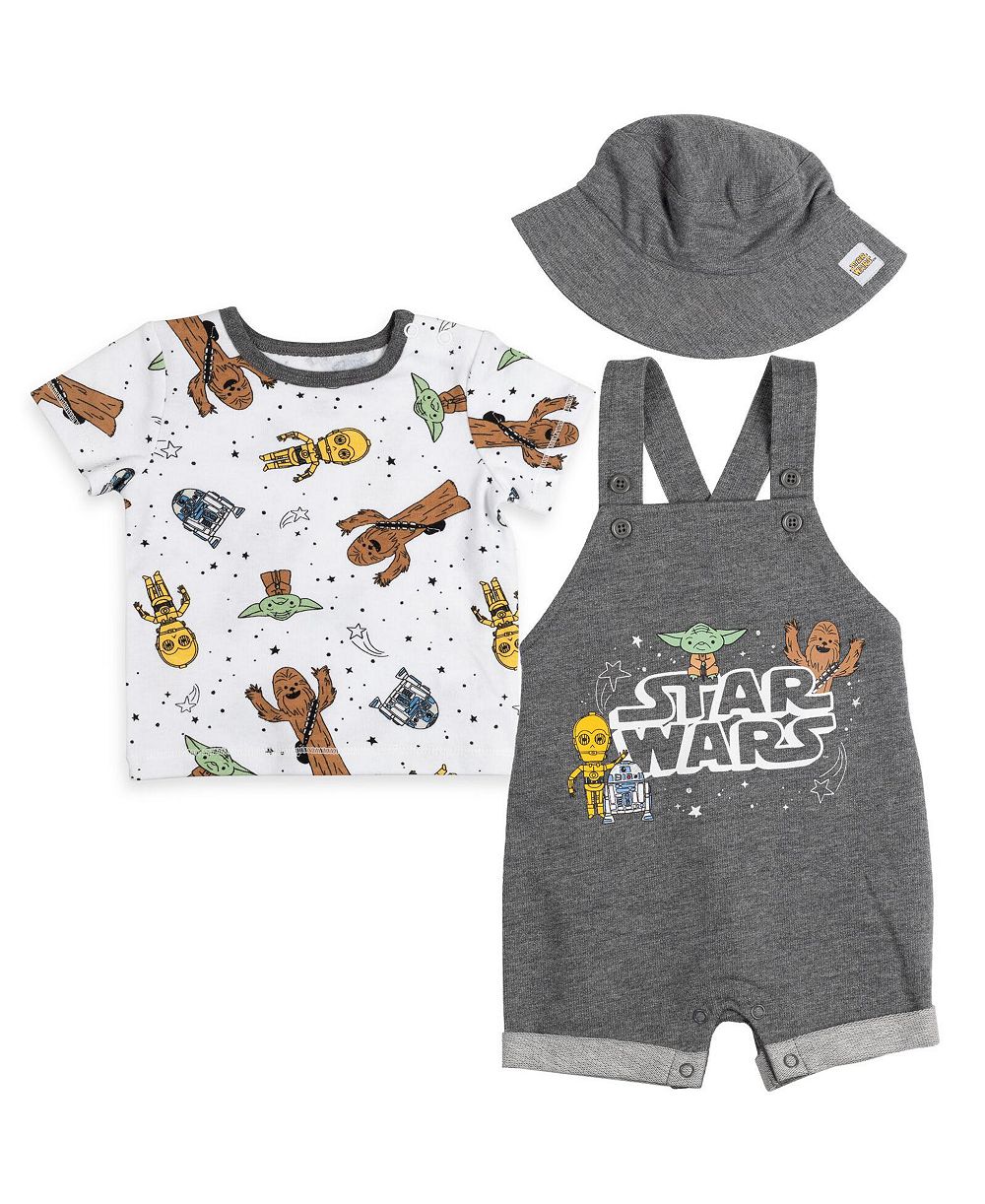 Star Wars Baby Boys ( new born to 24 M ) Shortall T-Shirt and Bucket Hat Set