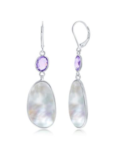Серьги Simona Sterling Silver Oval Amethyst and Irregular MOP