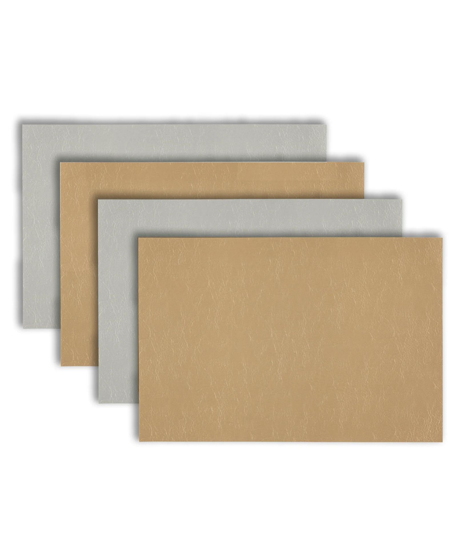 Dainty Home Florence Gold and Silver Reversible Leather Wipe Clean Placemat 12" x 18" Rectangular Placemats Set of 4
