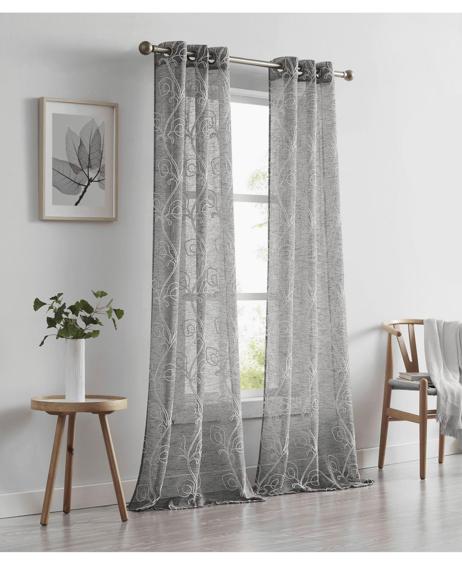 Dainty Home Stella Linen Look 76" W x 63" L Grommet Window Panel Set