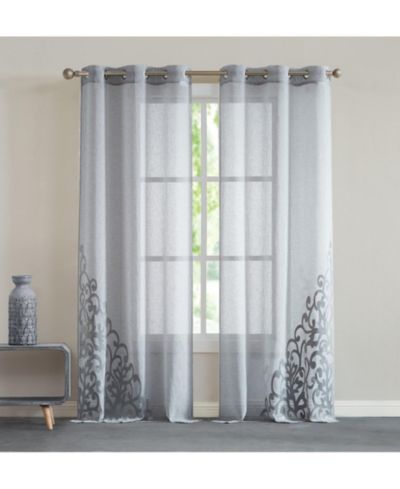 Комплект штор Natalie Linen Textured с 3D бархатным узором, 76" W x 96" L