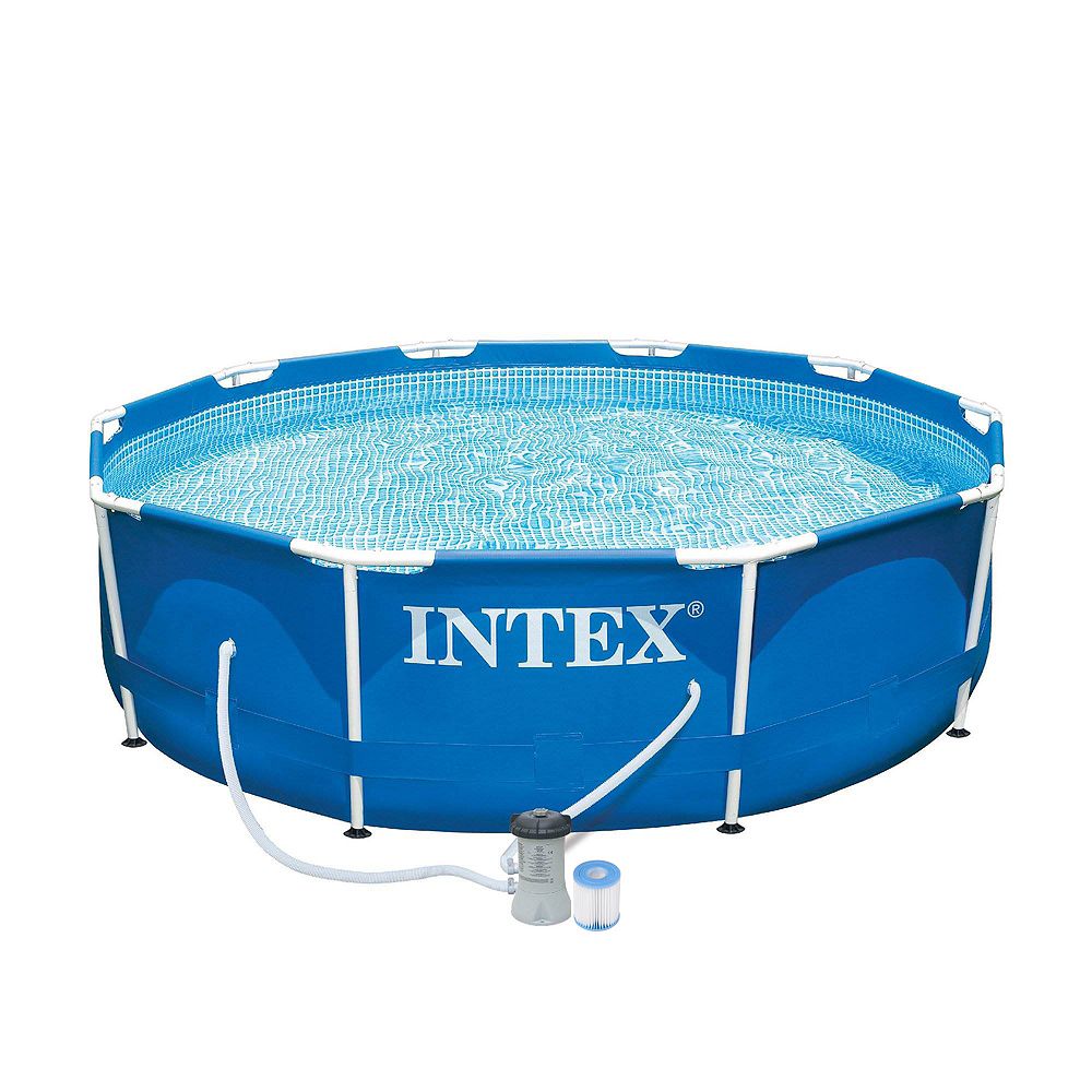 Intex набор наземного плавательного бассейна с металлической рамой 10ft x 30in и насосом-фильтром