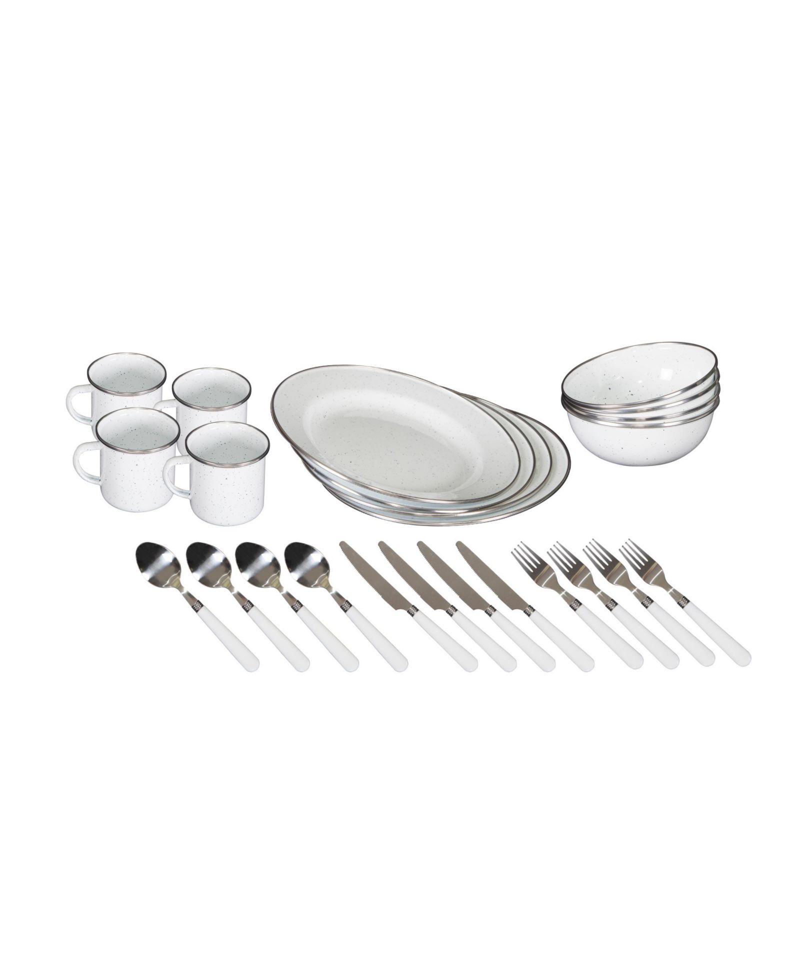 Набор посуды Stansport Deluxe 24-Piece Enamel - White