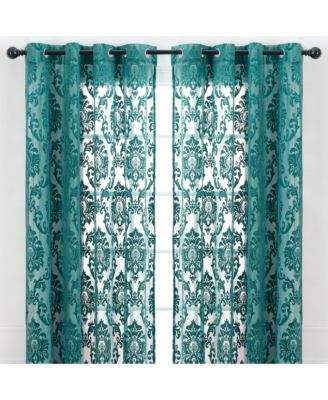 Chanasya Premium Devore Sheer Grommet Curtains - Classy, Light Filtering Drapes for Living Room or Bedroom - 52" x 96" - Blue, 2 Panels