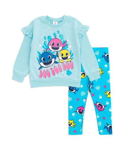 Baby Shark Toddler Girls Pinkfong Shark Pullover Fleece Sweatshirt and Pants Outfit Set