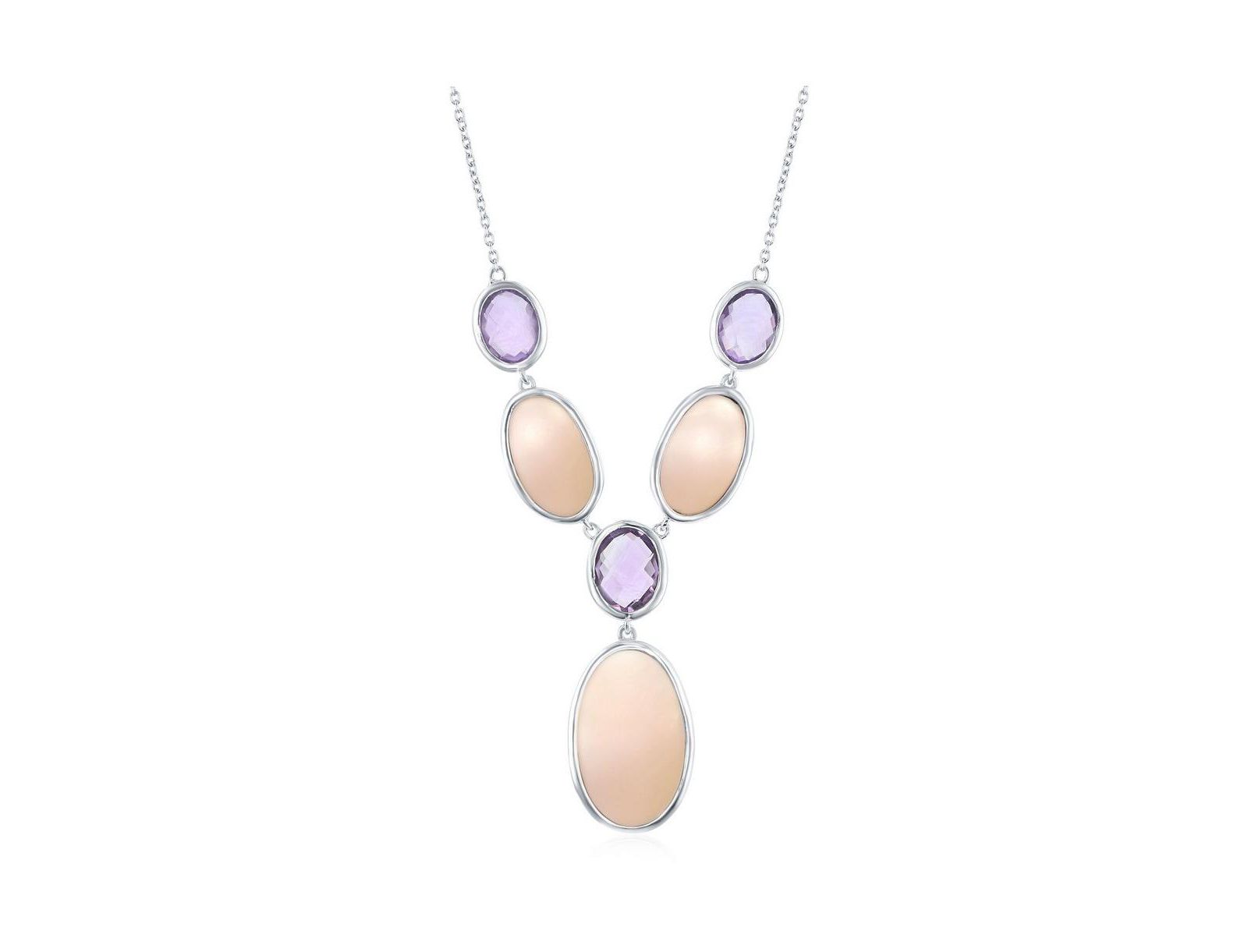 Ожерелье Simona Sterling Silver Amethyst & Pink MOP Y